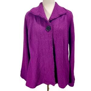 Vintage 1990s Kathleen Sommers Purple Boiled Wool Jacket Artsy Boho Womens Large